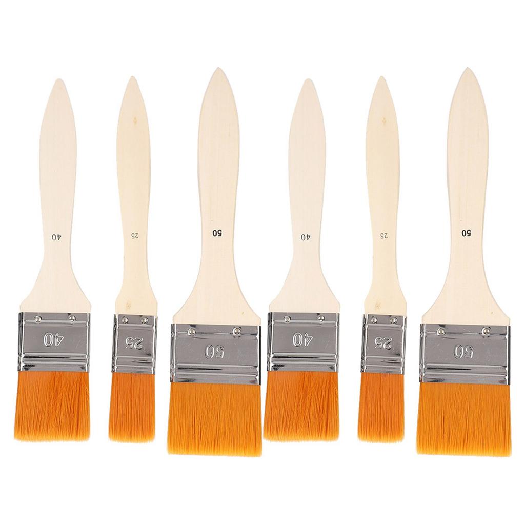 6PCs Oil Painting Brush Paintbrush Set Nylon Hair Aluminum Tube Interface Wood Pen Body