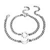 2Pcs/set Stainless Steel Simple Hollow Love Sun Moon Chain Bracelets Temperament Ins Chain Ladies Couple Card Bracelet