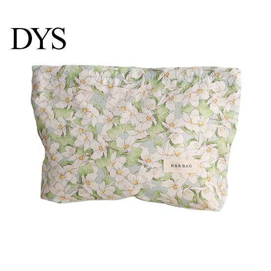 Compact Travel Case Floral Cotton Makeup Bag, Large Capacity Toiletry Bag with Multi Portable Beauty Storage Compartments, Cute Skincare Cosmetic
