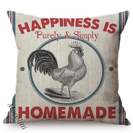 Nordic Farm Animal Cushions Cover Cock Cow Farmhouse Poster Pencil Drawing Cotton Linen Decorative Bed Sofa Pillow Cases Cojines