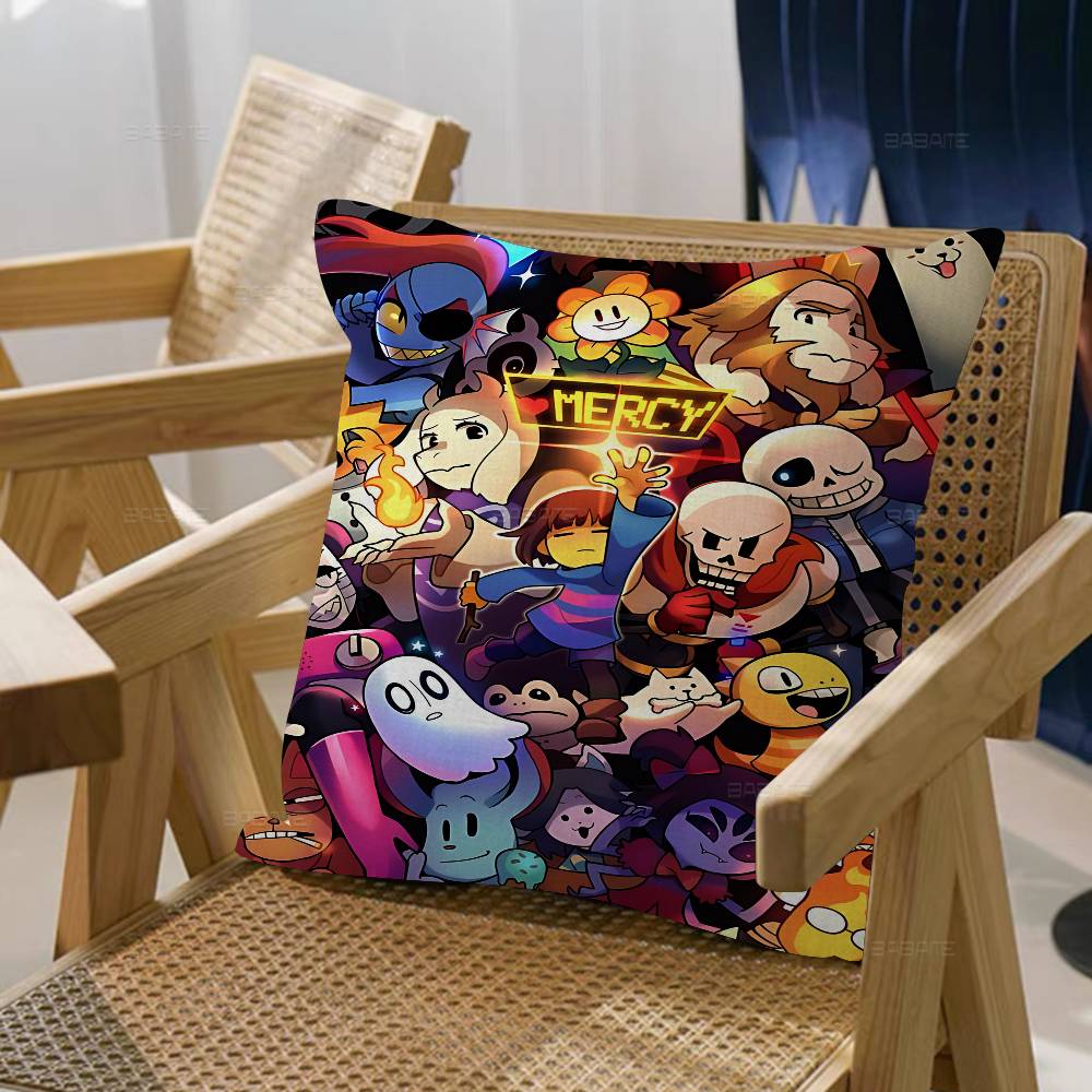 Anime Undertale Game Pillow Covers Cartoon Sofa Decorative Home Double-sided Printing Short Plush Cute Cushion Cover