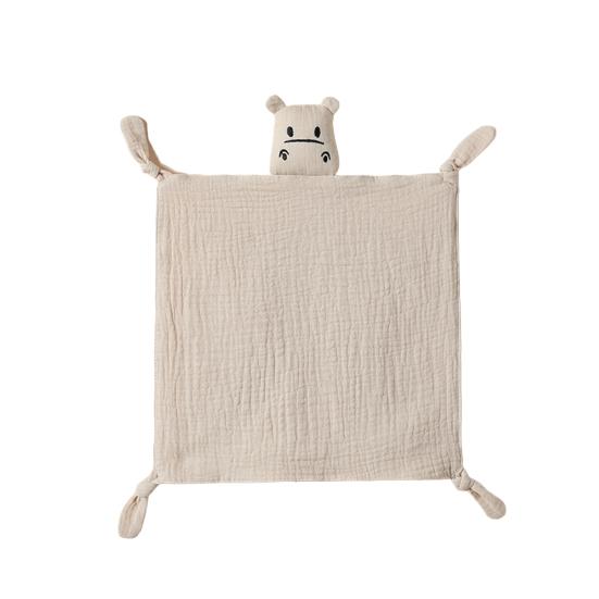 Cotton Baby Security Blanket Hippo Loveys with Bite-Friendly Corners Teething Safe Baby Towel for Newborns Infants