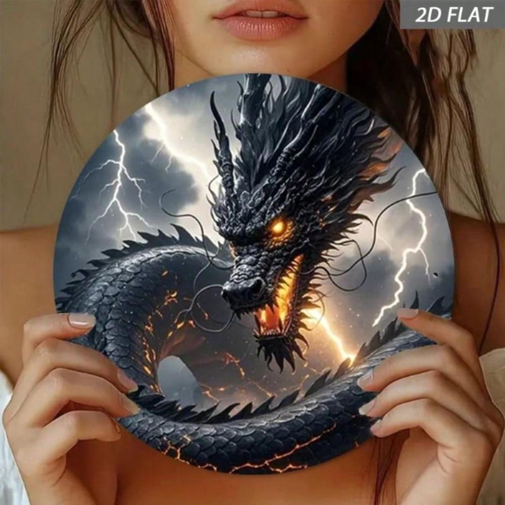 Vintage Black Dragon Flying Metal Wall Poster for Living Room