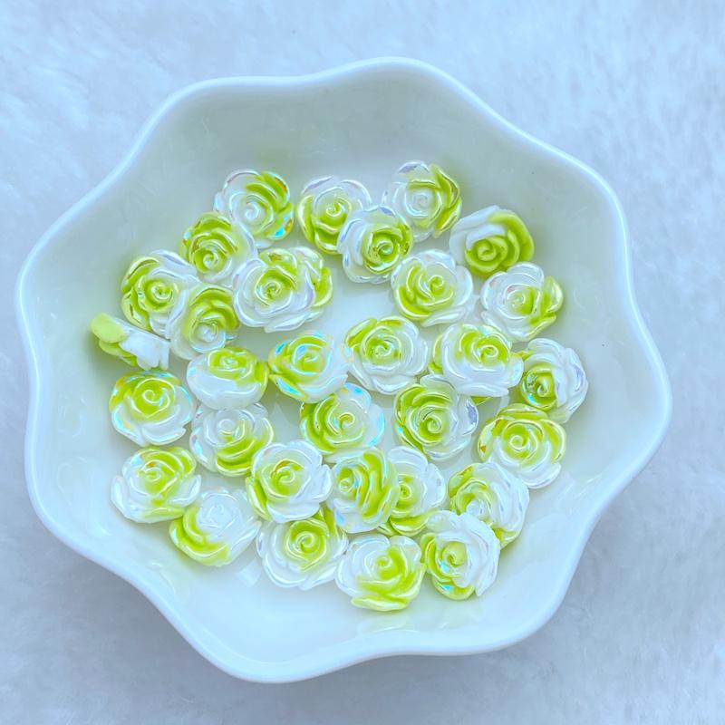 

50Pcs New Cute Resin 10mm Mini Colorful Roses Flower Series Flat Back Manicure Parts Embellishments For Hair Bows Accessories