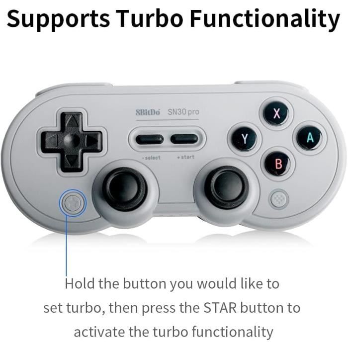 Manette De Jeu - 8BITDO - SN30 Pro - Bluetooth 4.0 - Joystick À Effet Hall - Design Rétro