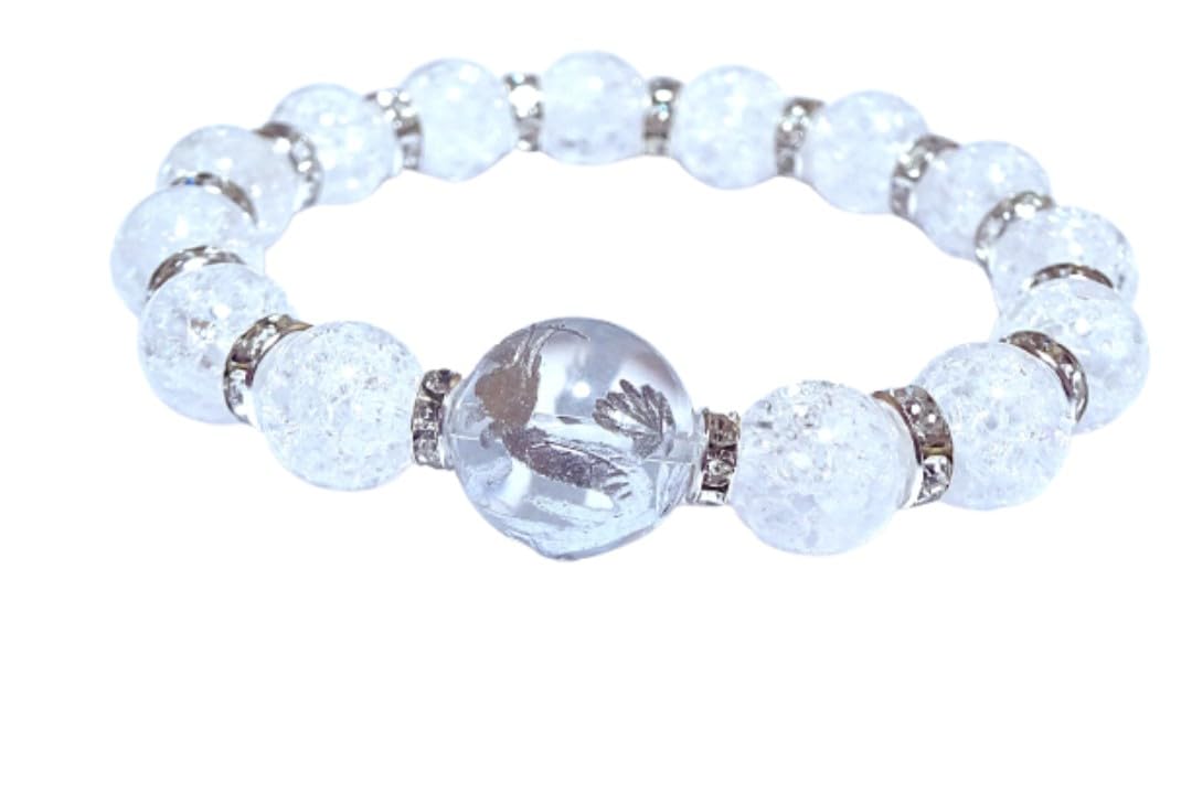 

the power of the Dragon God to your wrist and bring good Seiryu Bracelet for Natural AAA Crack Quartz for Women with Small Kanoishi [Bring fortune!] білий