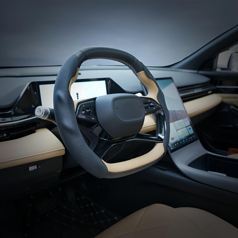 Ultratenký pot pohlcující PU kožený potah volantu - Protiskluzový, Celoroční použití, Ochrana proti potu, Stylový interiér, Hladká textura, Protiskluzový úchop