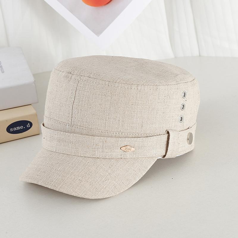 Neuer Retro-Nieten-Flachkappenhut Damen Frühling Sommer Mode Lässig Atmungsaktiv Gesicht Klein Reit-Militärhut