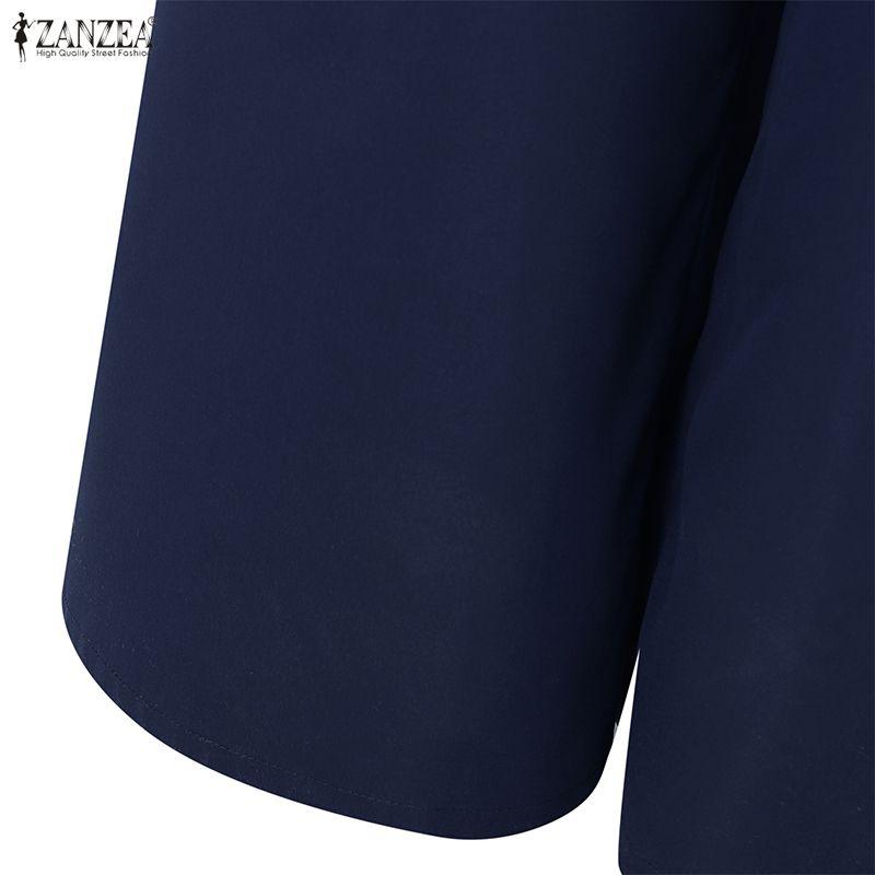 ZANZEA Damen Lässiger V-Ausschnitt 3/4 Ärmel Lockerer Langer Jumpsuit