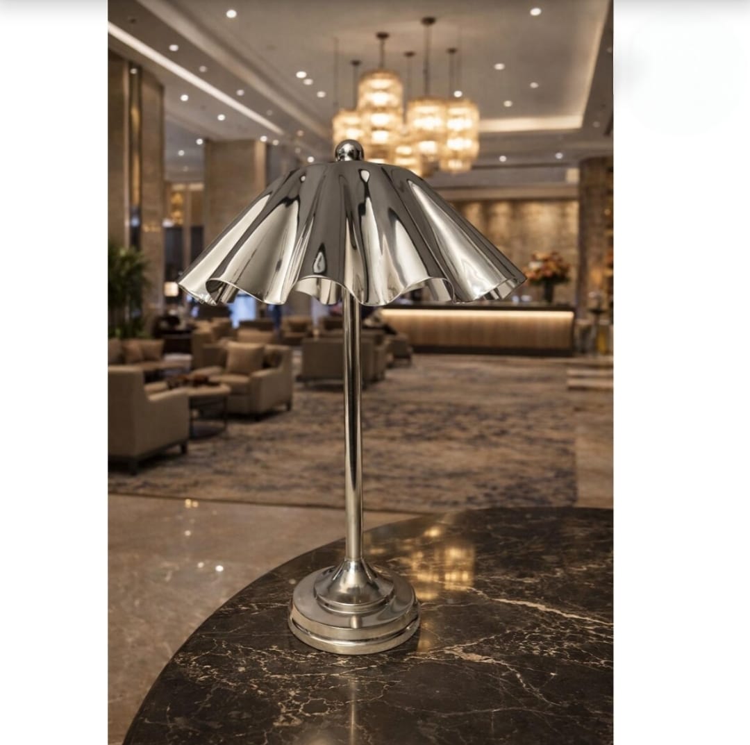 

Vintage Brass Chrome Finish Table Lamp Pleated Shade Mid Century Modern Bedside Light Retro Desk Lamp for Bedroom Living Room Decor Gift срібний