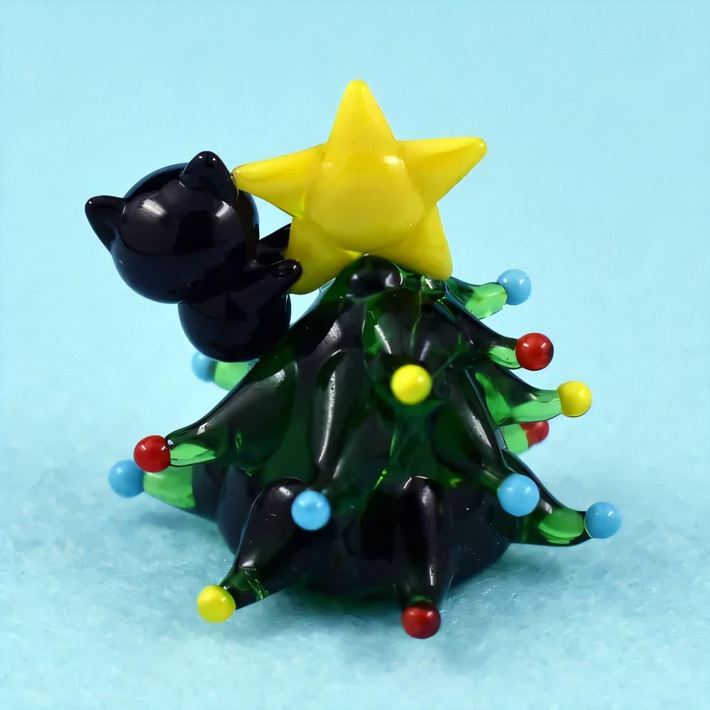 Fourcart Cute Handmade Glass Cat Catching a Star