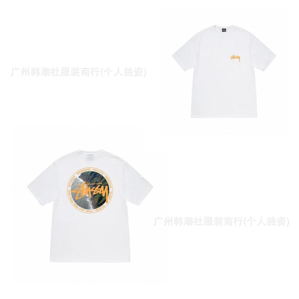 [2] American trendy brand short-sleeved t-shirt black and white collection printed short-sleeved t-shirt casual couple men and women of the same style