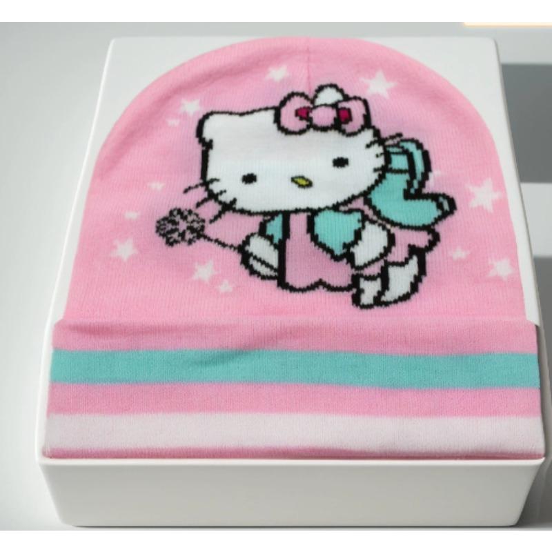 Hllokitty knitted hat cartoon cute kt cat cold hat girls autumn and winter warm cover wool hat
