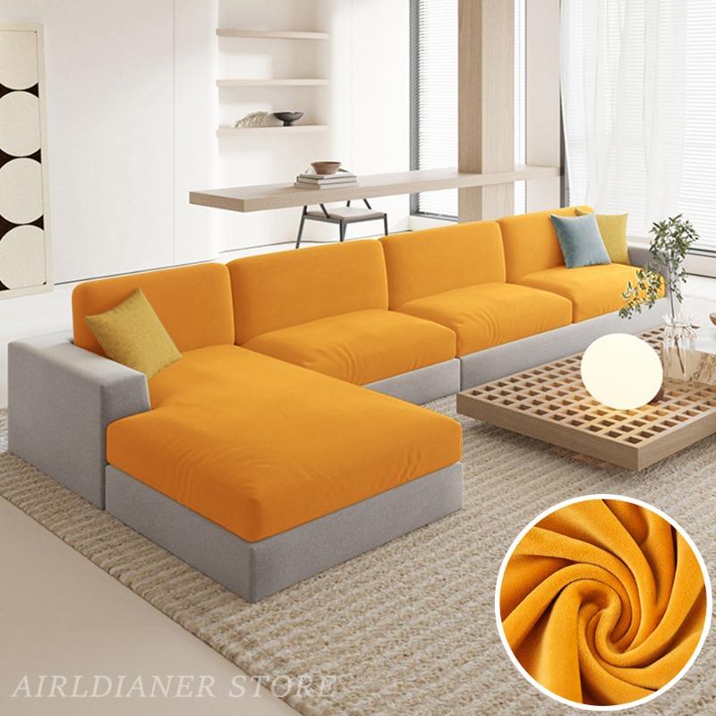 Luxury Velvet Sofa Covers Super Soft Sofa Seat Cushion Covers Solid Living Room Stretch Sofa Couch Case Home Decor Washable Pets