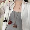 Trendy Long Sweater Chain Necklace Leather Coin Purse Pendant Collarbone Chain Fashion Jewelry Accessories for Women