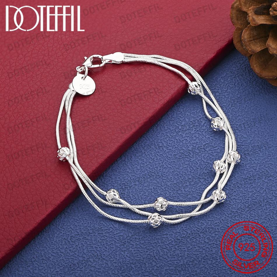 Xiaomi 925 Sterling Silver Delicate Openwork Lucky Bead Bracelet for Women - Fashionable and Elegant Gift, Wedding Accessories