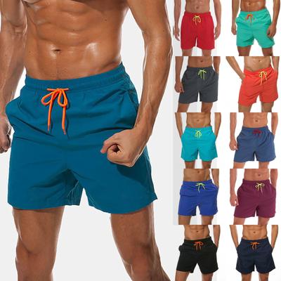 Herren-Badehose, schnell trocknende Strandshorts mit Reißverschlusstaschen und Netzstoff