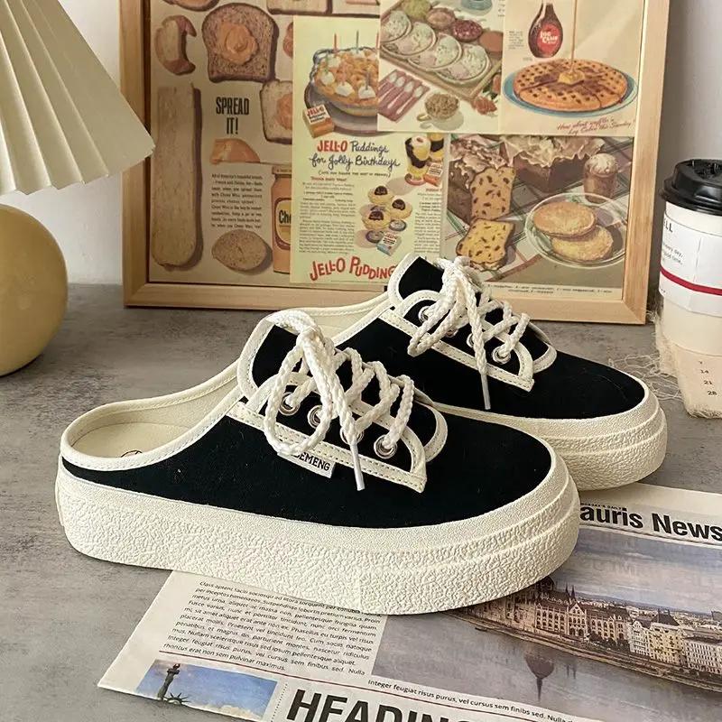 Women's Slippers and Ladies Sandals Rubber Shoes Sneakers Summer 2024 Black Slides Junior Mules Sports Cotton with Heel Platform