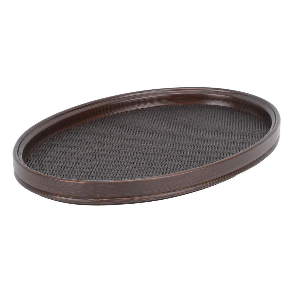 Tea Tray Bamboo Wood Serving Tray Large Space Japanese Minimalist Vintage Serving Board for Tea Dessert Food Dinner Oval