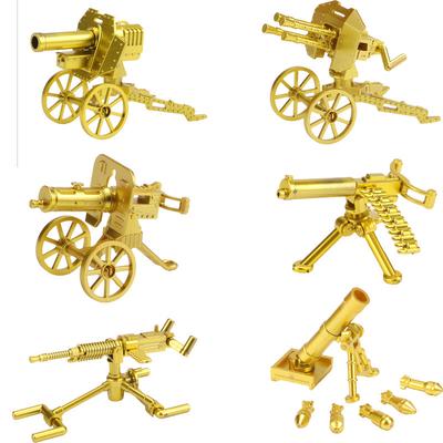 Doll Scene With Gold Anti-Aircraft Machine Gun Maxine Heavy Machine Gun Mountain Gun Assembly Building Block