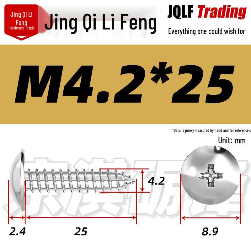 Flat Head Phillips Stainless Steel Self-Tapping Screw M3-M5 for Furniture and Wood.