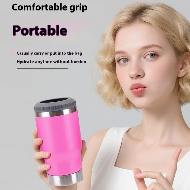 14oz Beer Mug Thermos Cup with Bottom Bottle Opener Stainless Steel Insulated Cup Portable Cold&Hot Storage Tank for Camping