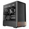 Carcasă PC Okinos Air Cross Neagră: O carcasă PC compatibilă ATX cu flux de aer dublu, cu sticlă securizată pe panoul lateral stâng. Prezintă un panou frontal distinctiv