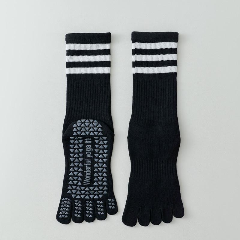 Five Finger Split Toe Yoga Socks Women Professional Pilates Socks Cotton Anti Slip Mid Tube Indoor Dance Fitness Sports Socks
