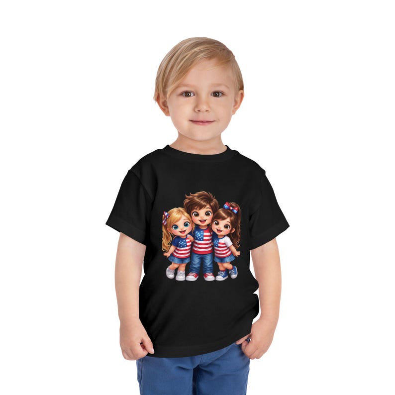 Patriotic Sibling Trio Toddler Tee – 4th of July Kids Shirt 100