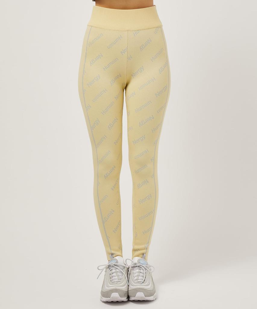 Nergy UV Jacquard Knit Yellow Women's Leggings, NJS33110, (80)