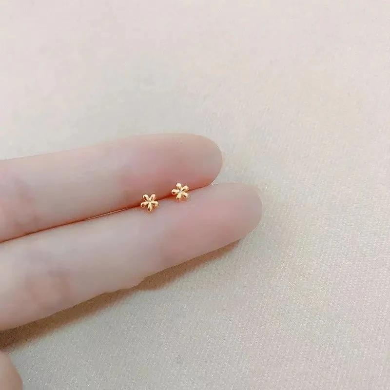 Korean Mini Small Heart Stars Stud Earrings For Women Student Teen Simple Tiny Minimalist Silver Color Ear Piercing Jewelry