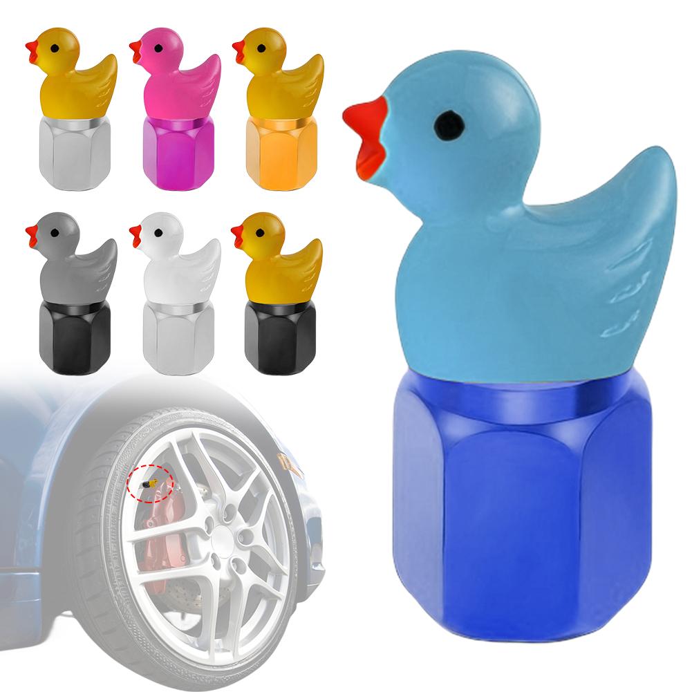4 Pezzi Cappucci Stelo Valvola Pneumatico Auto Anatra Carina Luminescenti al Buio Cappucci Valvola Pneumatico Tappi Valvola Aria Pneumatico per Auto Motociclette e Biciclette