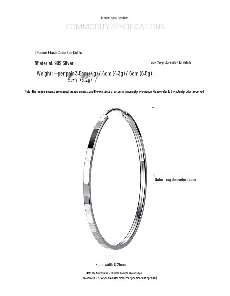 Sterling Silver Big Hoop Earrings for Women - High-End Fashion Circle Dangle Style