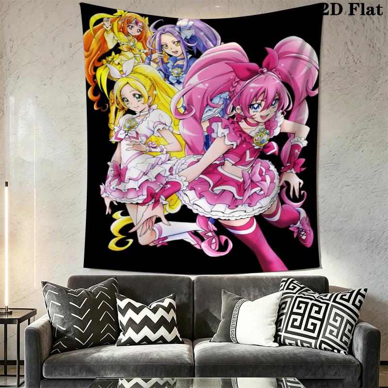 Pretty Cure Wall Tapestry Aesthetic Wall Hanging Printed Fabric Blanket Decorative Tapestries for Bedroom Living Room Home Decor