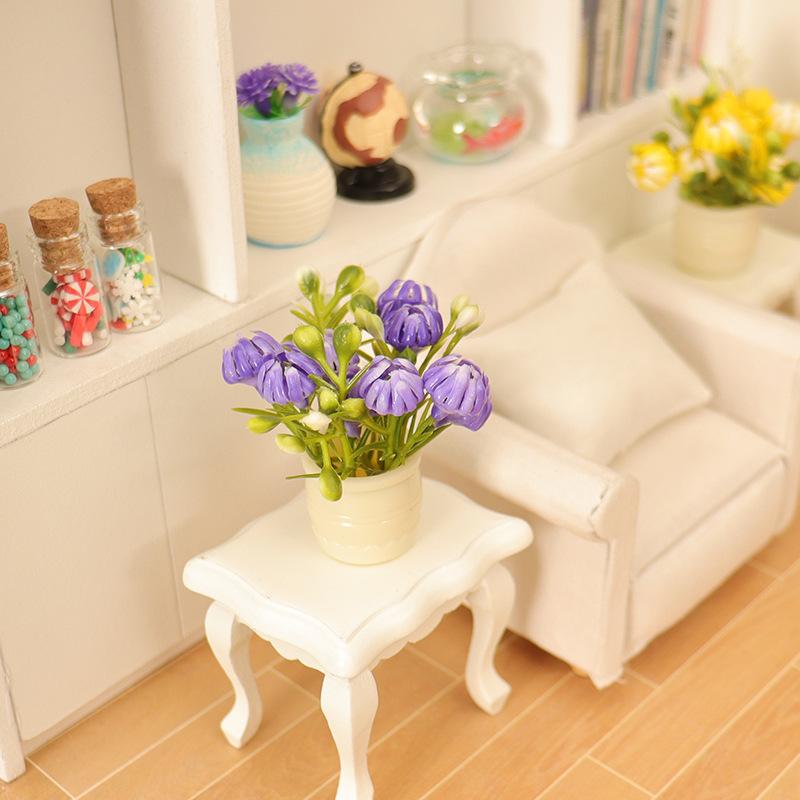 Miniature Mini Plastic Simulation Vase Green Luo Plant Finished Flower Outdoor Doll House Model Accessories for 1:12 Dollhouse