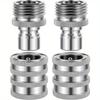 4Pcs 3/4" Garden Hose Quick Connector Stainless Steel Water Hose Fitting Male and Female Pressure Washer Pump Adapter for Faucet