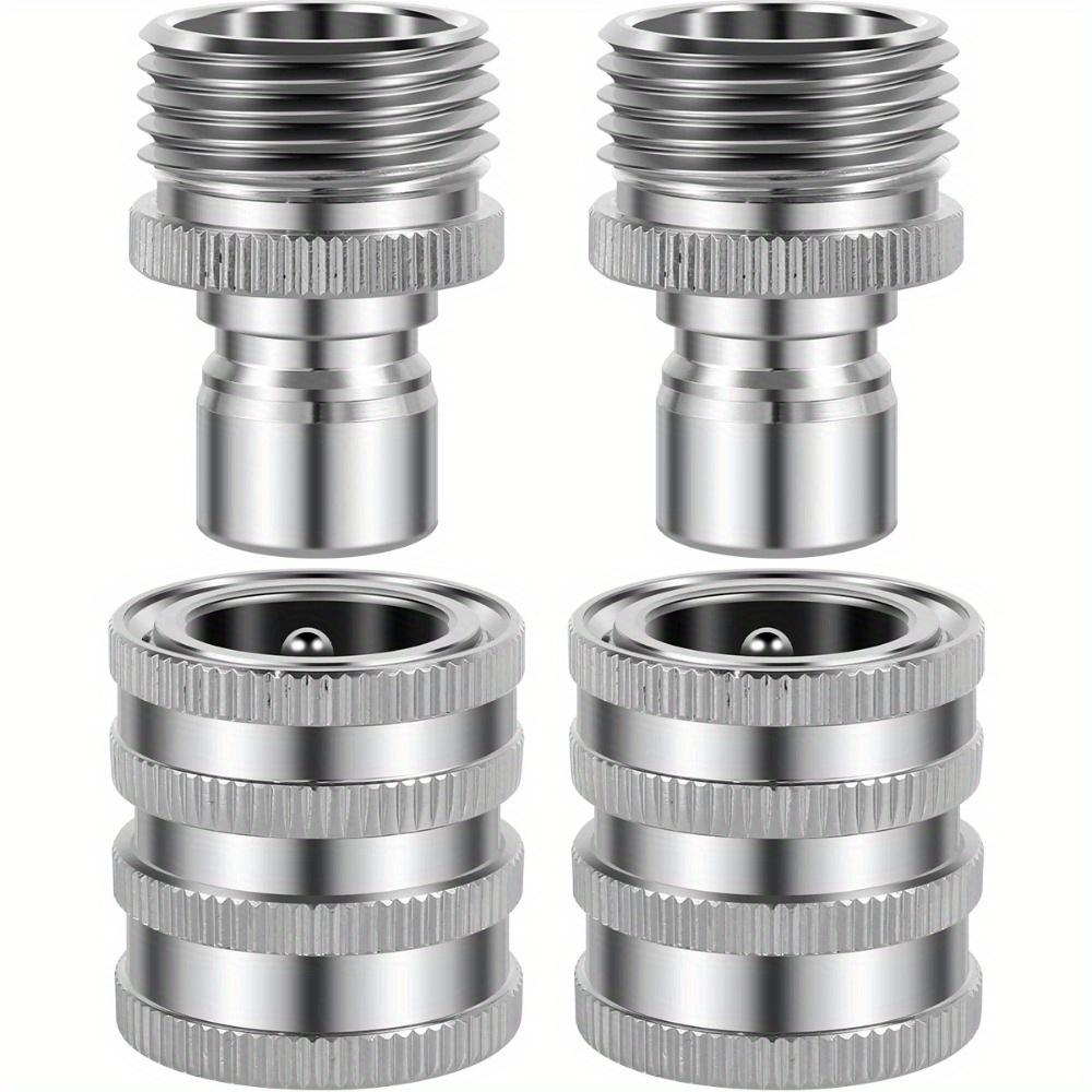 4Pcs 3/4" Garden Hose Quick Connector Stainless Steel Water Hose Fitting Male and Female Pressure Washer Pump Adapter for Faucet