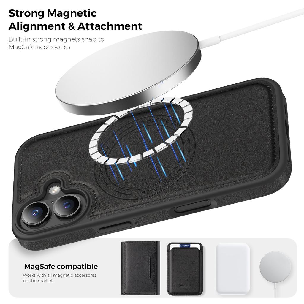 For iPhone 17 Case Compatible with MagSafe Leather Back Phone Cover