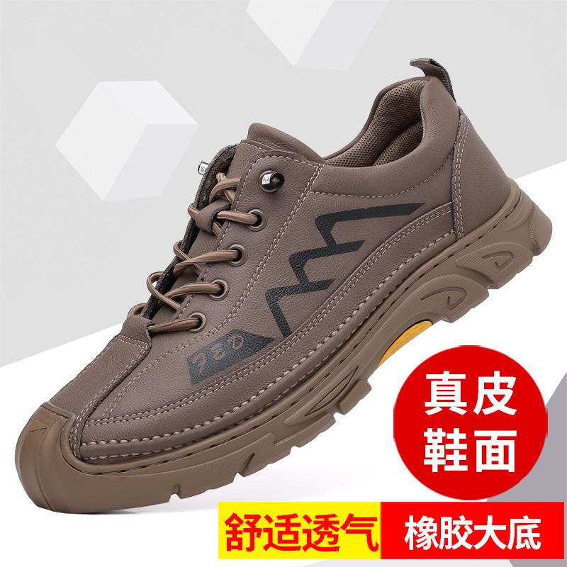 

Autumn new men s casual shoes versatile handmade online trendy men s leather shoes soft sole soft surface 44 хакі