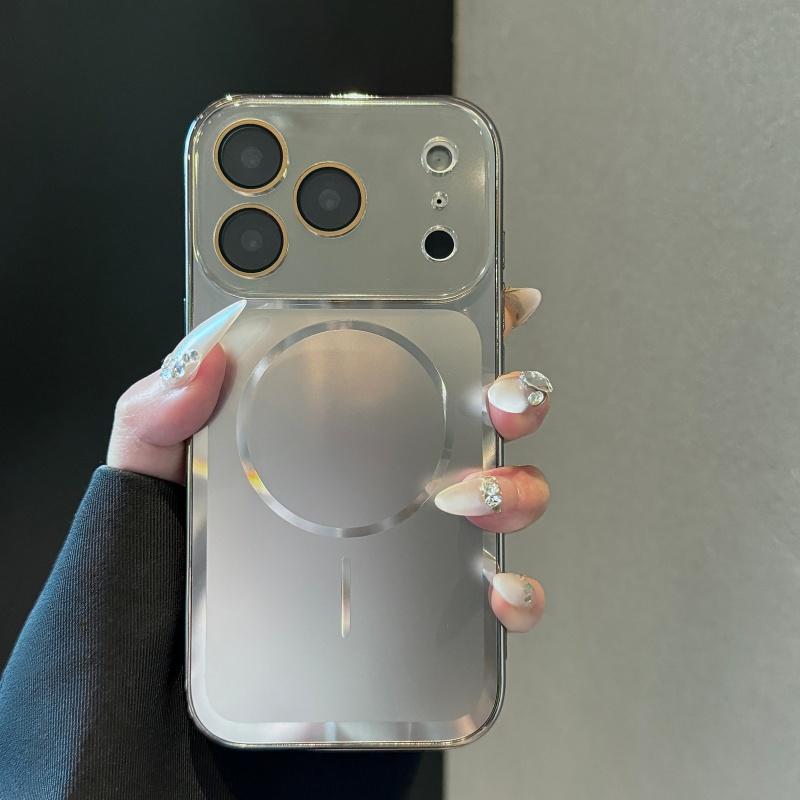 

Original Crystal Camera For Magsafe Case for iPhone 17 16 15 14 13 Pro Max Candy AG Matte+Plating Soft Magnetic Cover iPhone 13