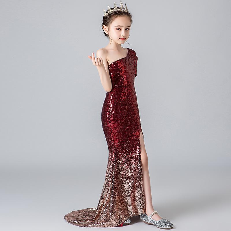 Children's Evening Dress Summer Girl Fishtail Girl Princess Dress Model Catwalk Host Piano Performance Dress