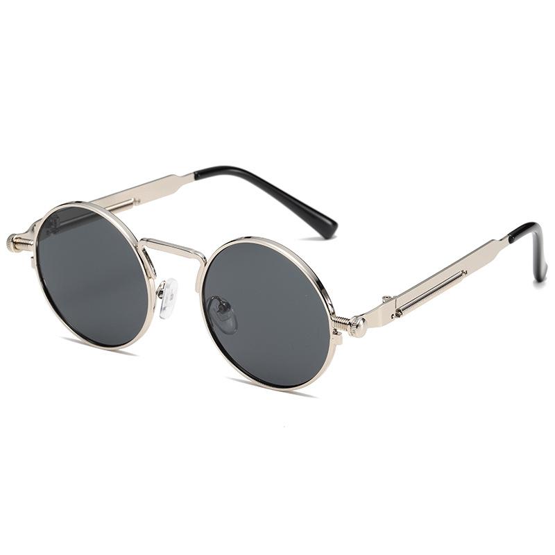 Metal Vintage Punk Style Sunglasses Men Retro Round Y2K Cyberpunk Women Sun Glasses Fashion Eyewear  Mujer UV400