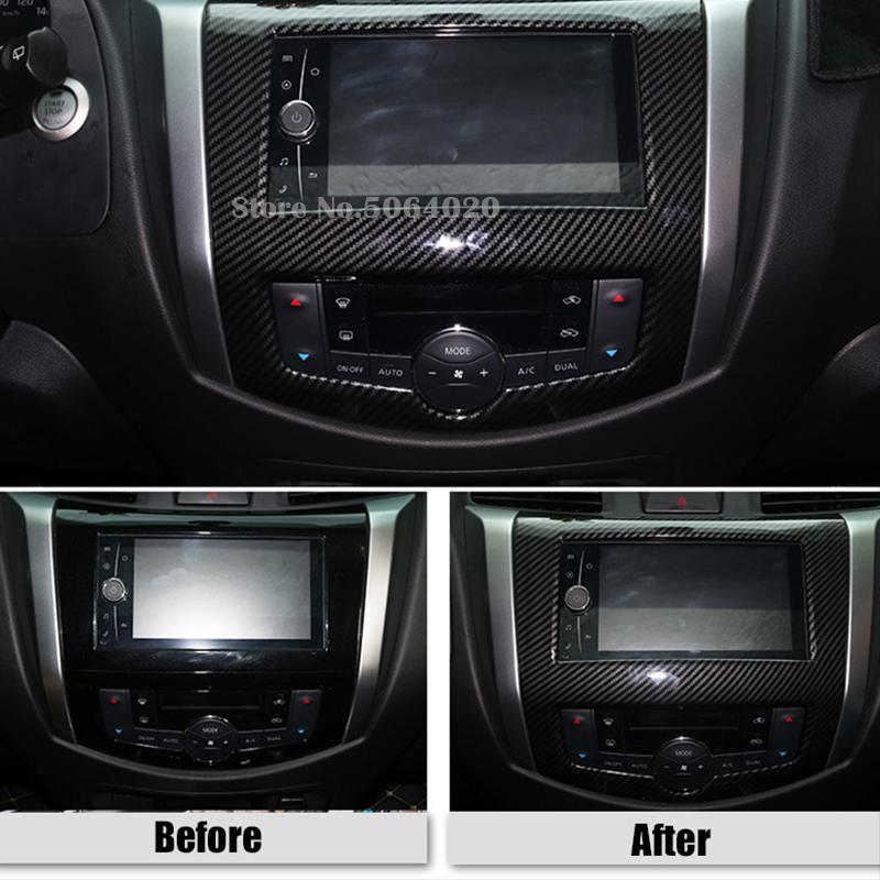 ABS Matte Carbon fibre Car navigation panel Trims Cover Auto Styling Sticker Accessories For Nissan Navara NP300 2017 2018 2019
