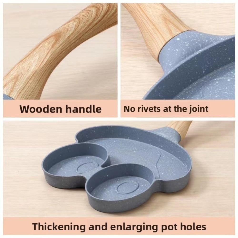 Wooden Handle MIni Omelette Pan Frog Smiley Grilled Steak Cooking Pan  Gas Induction Cooker