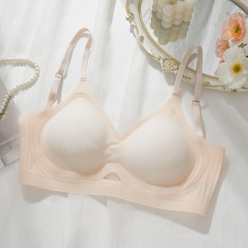 Women's Push Up Thick Pad Bra Peach Cup Breathable Bra Summer Adjustable Bust Backless Bra