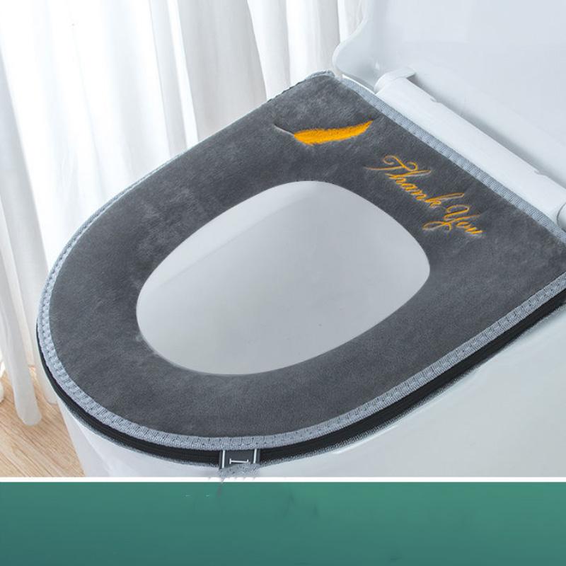 

Утолщенная подушка для унитаза, домашняя плюшевая универсальная крышка для унитаза на четыре сезона, моющаяся подушка 1pcs
