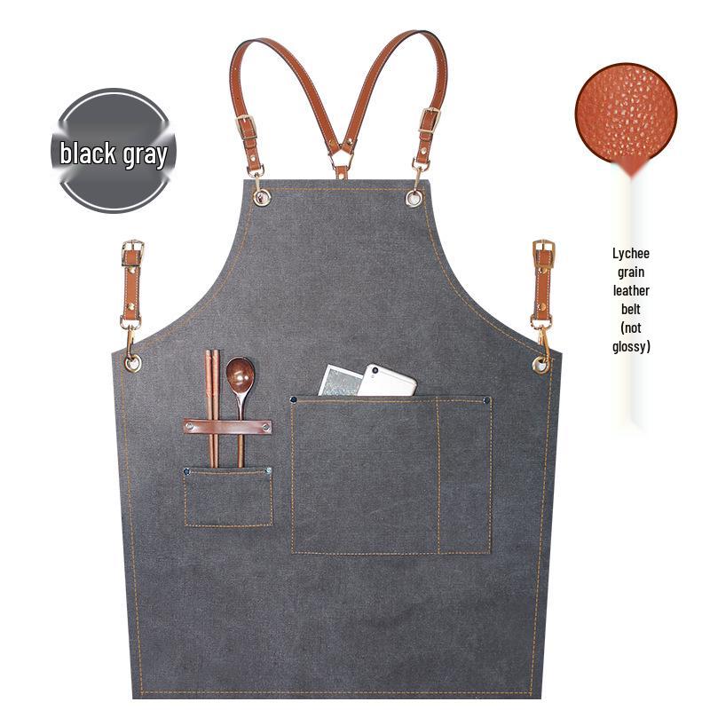 Women's Celebrity-Style Thick Canvas Apron for Hairdressers, Milk Tea Shops, and Baristas