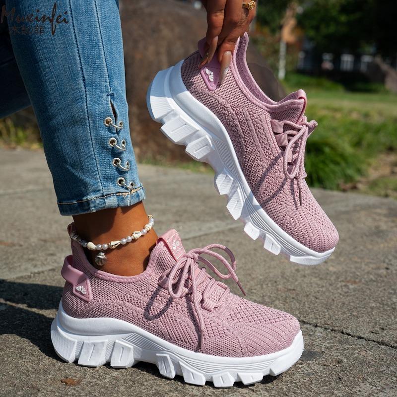 Damen 2025 Frühling Strickschuhe Leicht Atmungsaktiv Mama Schuhe Übergröße Komfort Rutschfest Lässige Flache Sohle Slipper 36-43