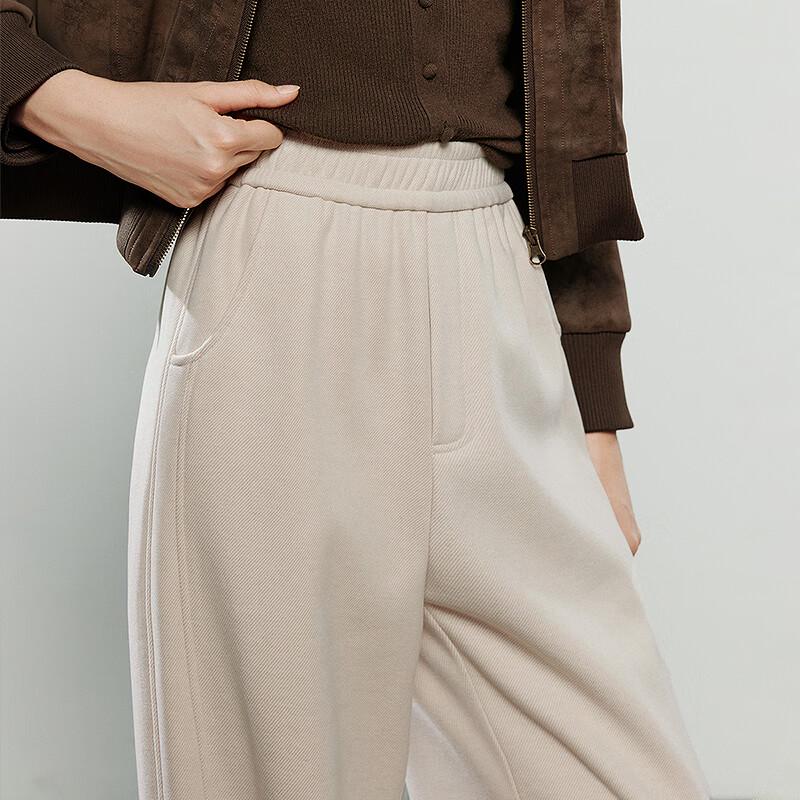 Chuyu Women's Plush Lined Straight Slit Winter Trousers