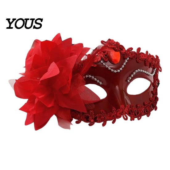 Venetian Style Mask Half Face Masquerade for Women, Mesh Flower Rhinestone Mask, Costumes Accessory Halloween Carnival Prom Ball Party Vintage